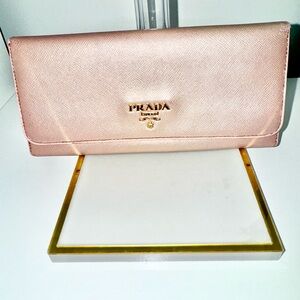 Authentic Prada Saffiano Leather Pink Flap Wallet | Italy